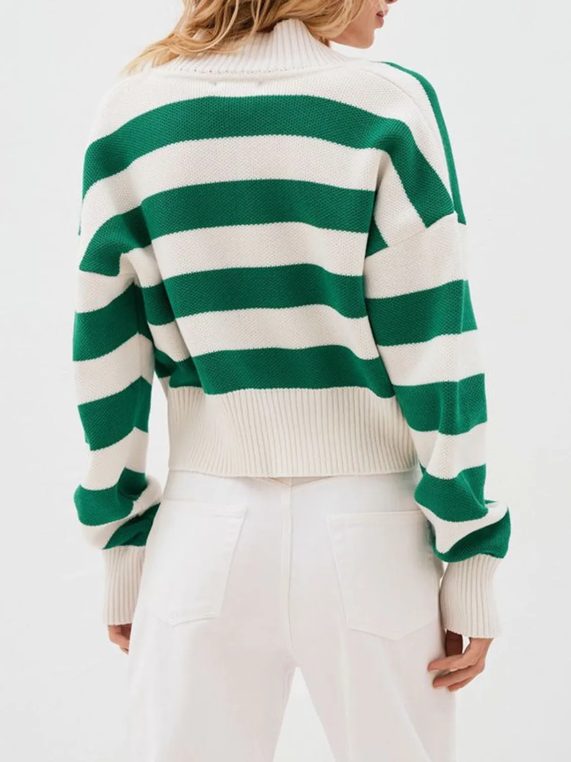 Hazel Blues® |  Striped Button Down Drop Shoulder Cardigan