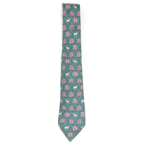 Hermes Deer Patterned Silk Tie