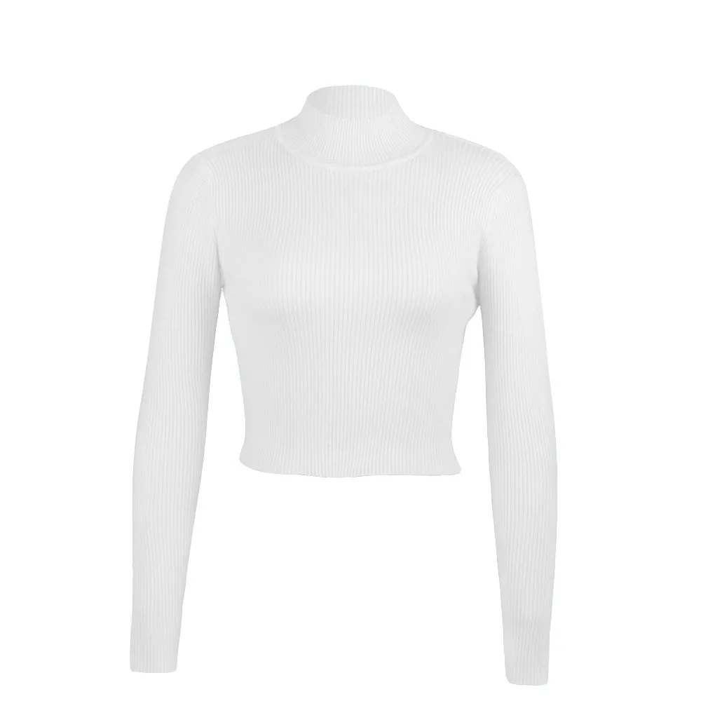 High Collar Bow Knot Backless Knit Sweaters Apricot