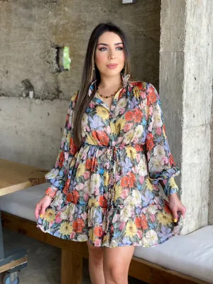 High Neck Collar Mini Dress