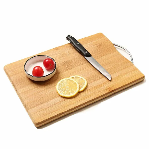 High quality bamboo cutting board with metal handle Rectangular