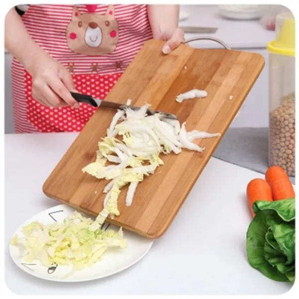 High quality bamboo cutting board with metal handle Rectangular