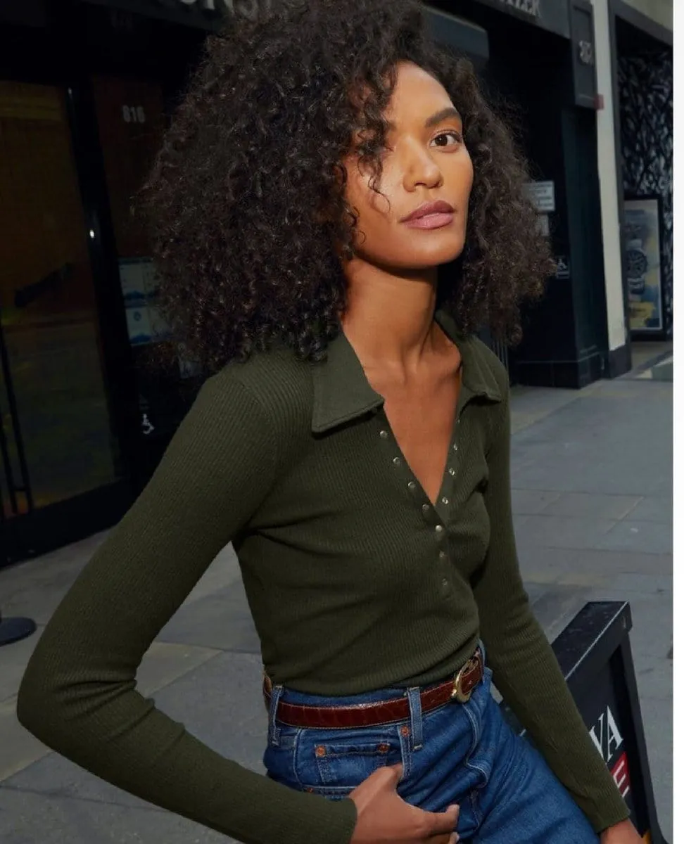 Hollis Collared Snap Tee Nori