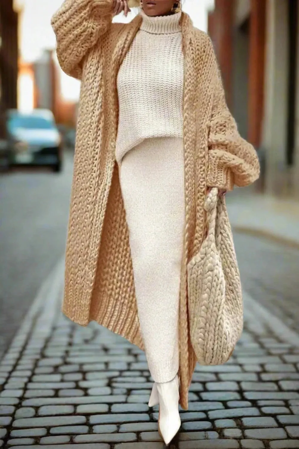 Hollow Out Knitted Oversized Cardigan