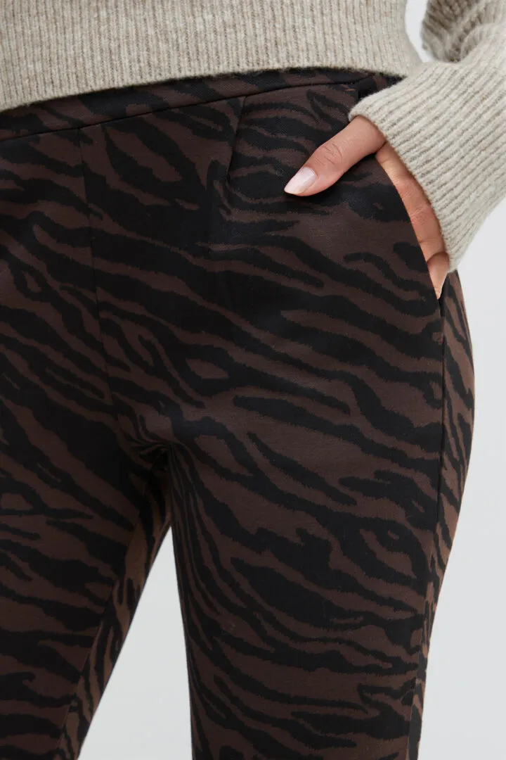 ICHI Kate Zebron Pants in Coffee Bean