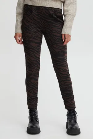 ICHI Kate Zebron Pants in Coffee Bean