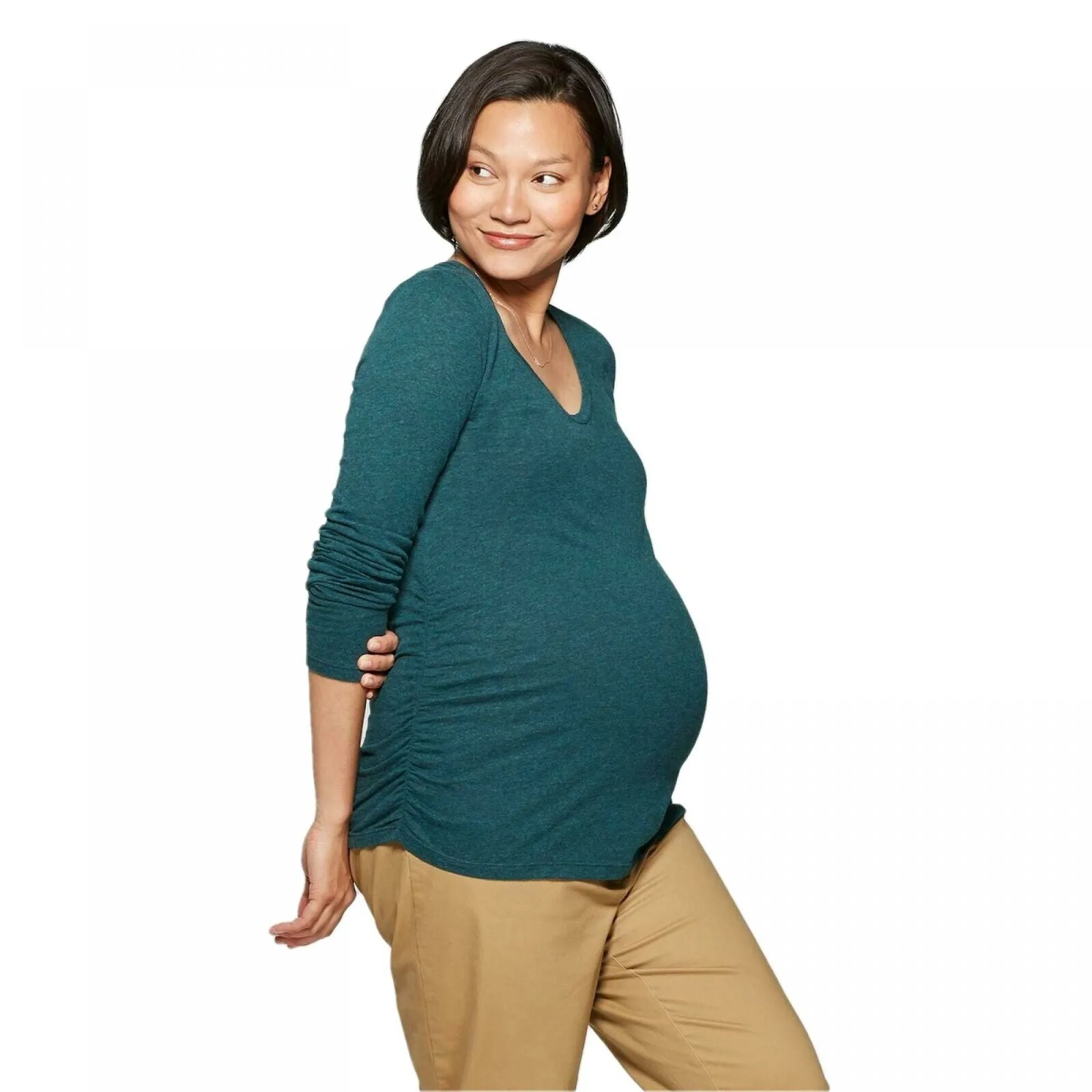 Isabel Maternity by Ingrid & Isabel Long Sleeve Shirred T-Shirt