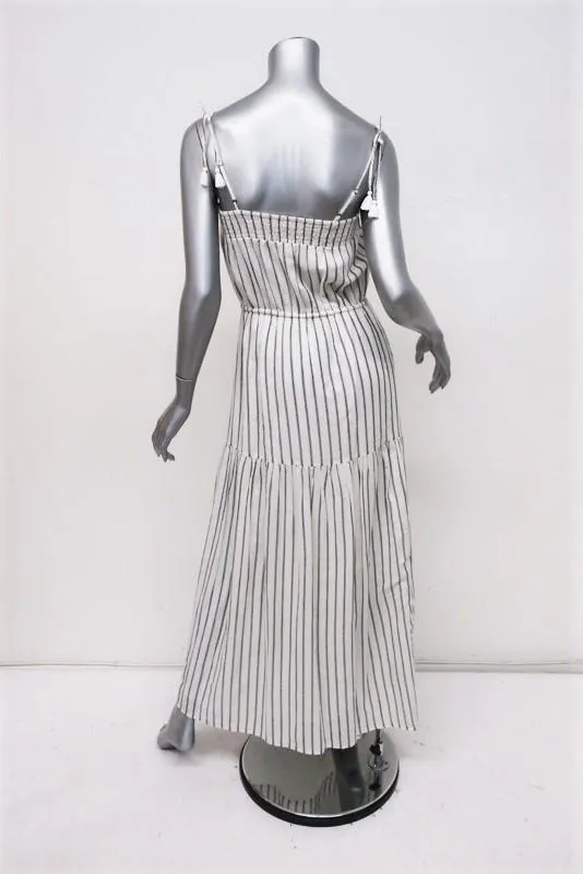 Joie Maxi Dress Theodorine White/Black Striped Cotton Size Extra Small