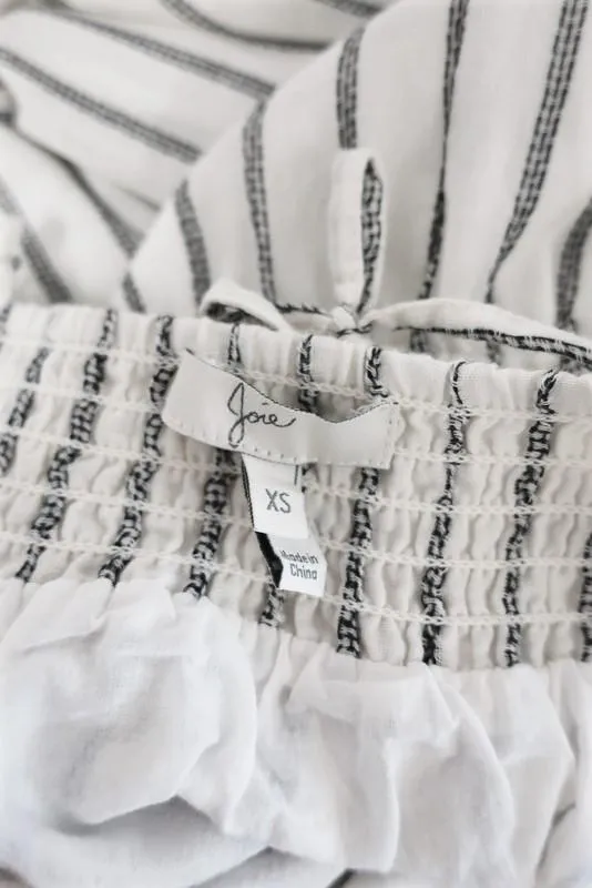 Joie Maxi Dress Theodorine White/Black Striped Cotton Size Extra Small