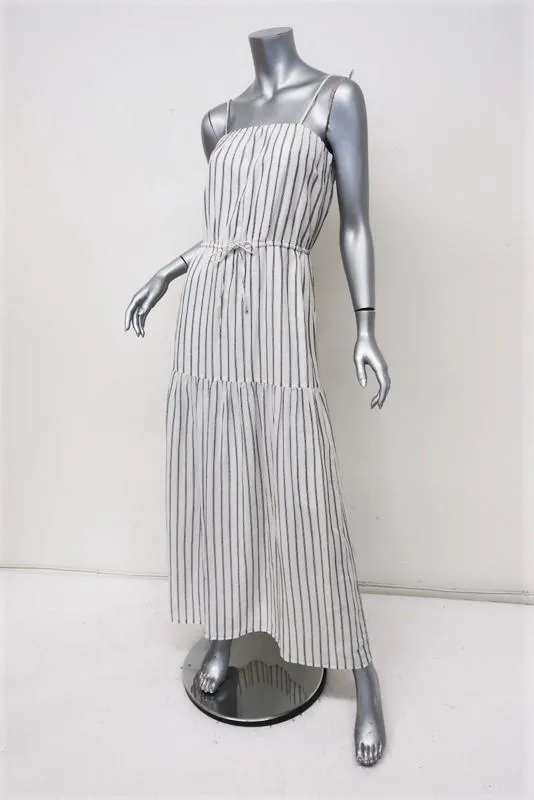 Joie Maxi Dress Theodorine White/Black Striped Cotton Size Extra Small