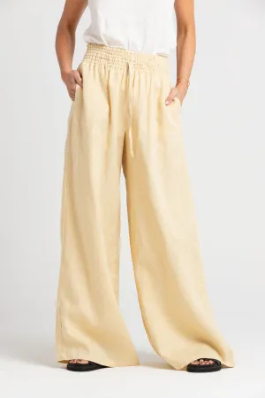 Jonathan Wide Leg Linen Pant Italian Straw