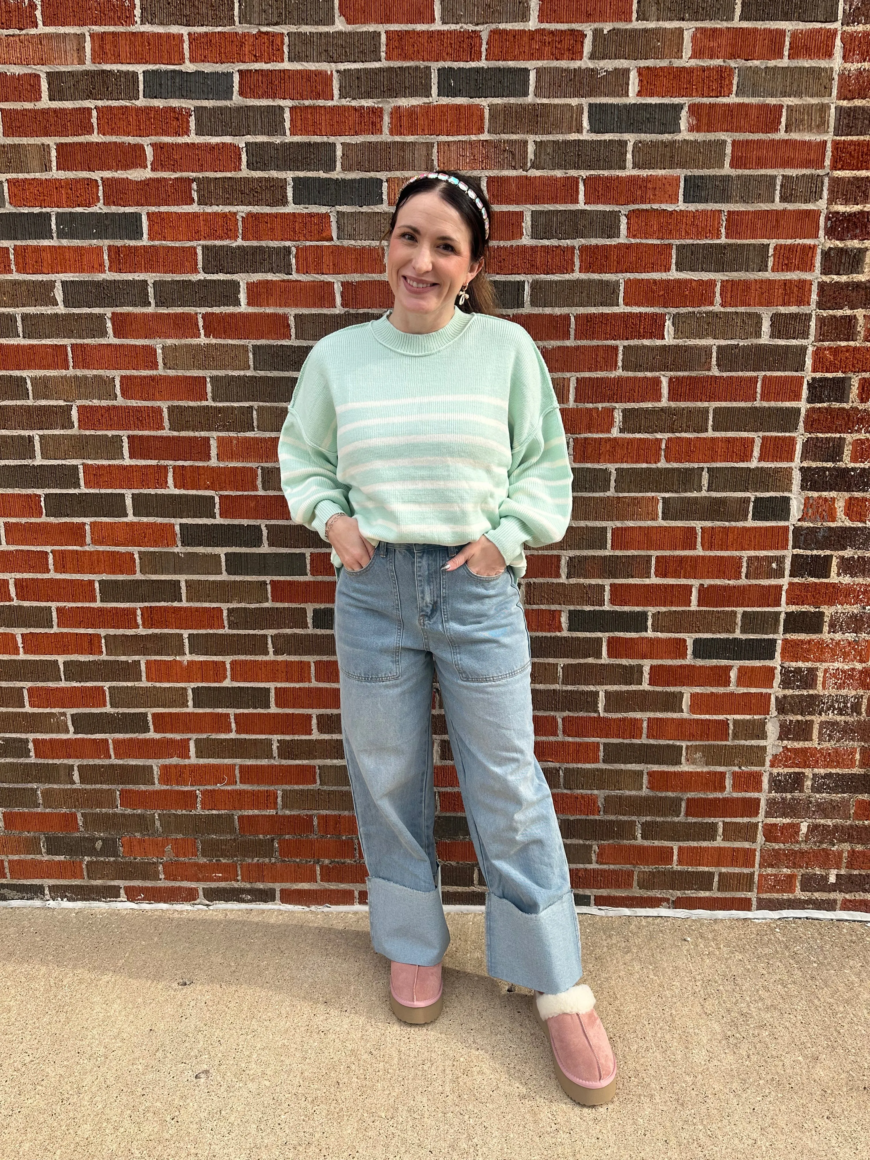 Just my Stripe Sweater: Mint
