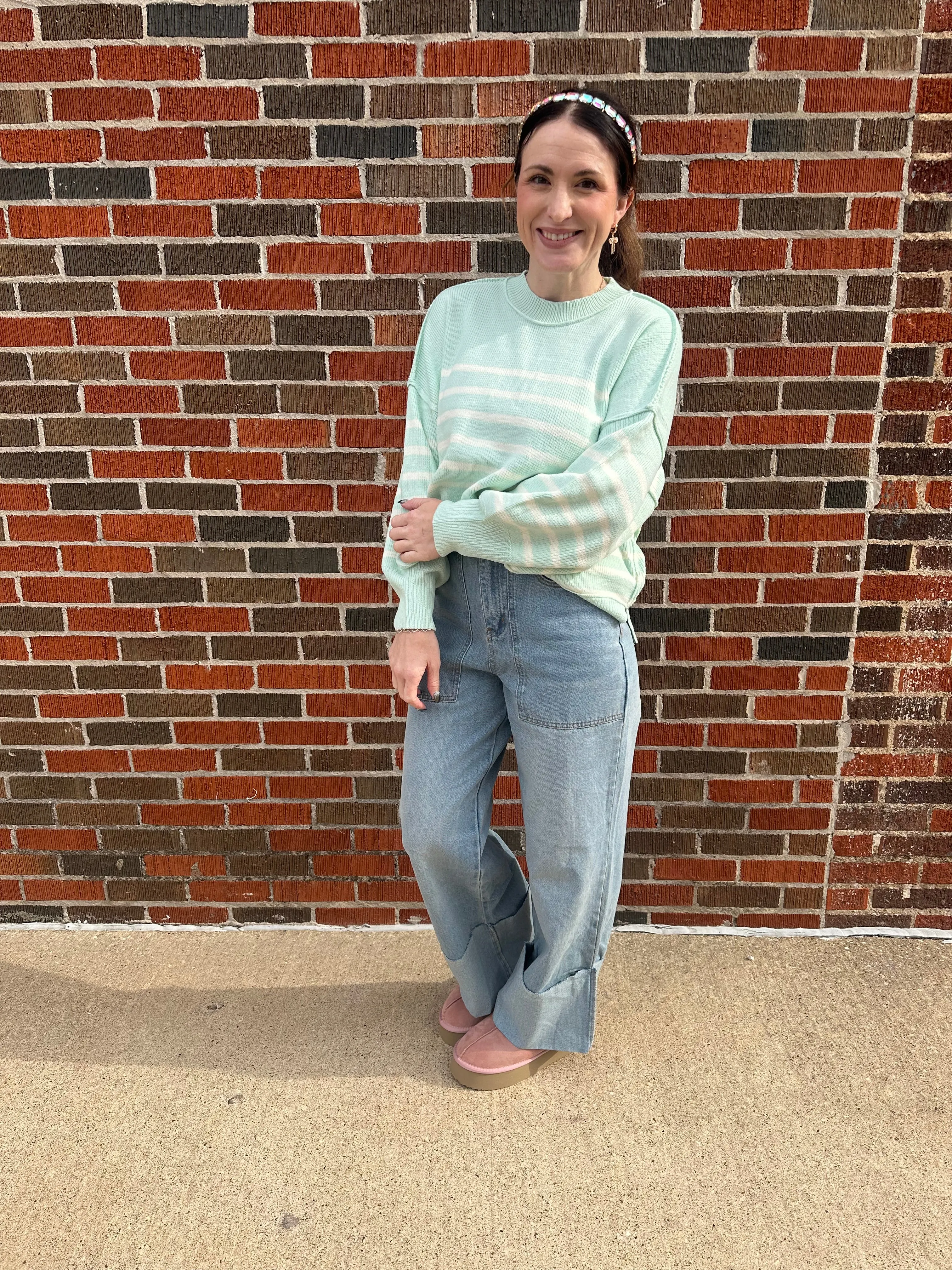 Just my Stripe Sweater: Mint