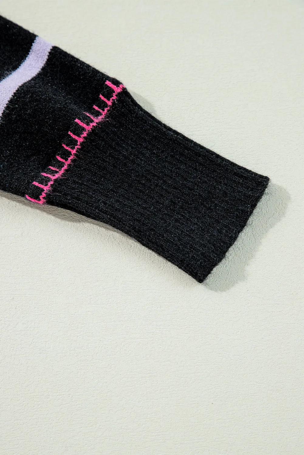 KaleaBoutique Colorful Striped Ribbed Trim Sweater