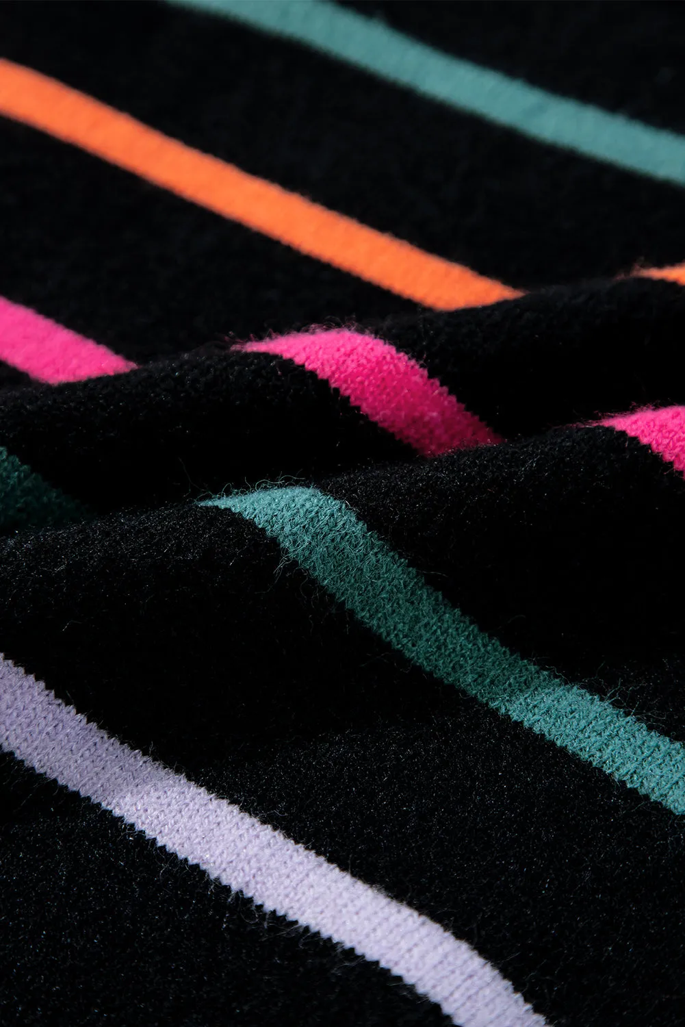 KaleaBoutique Colorful Striped Ribbed Trim Sweater