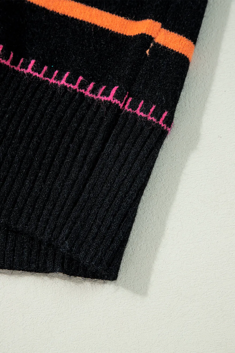 KaleaBoutique Colorful Striped Ribbed Trim Sweater