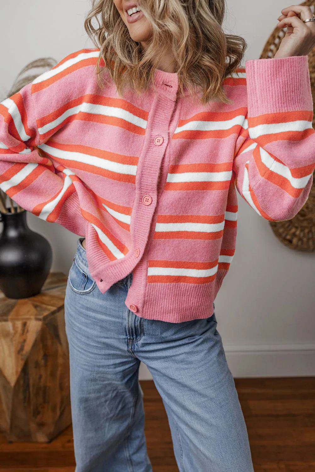 KaleaBoutique Drop Shoulder Buttons Cardigan Sweater