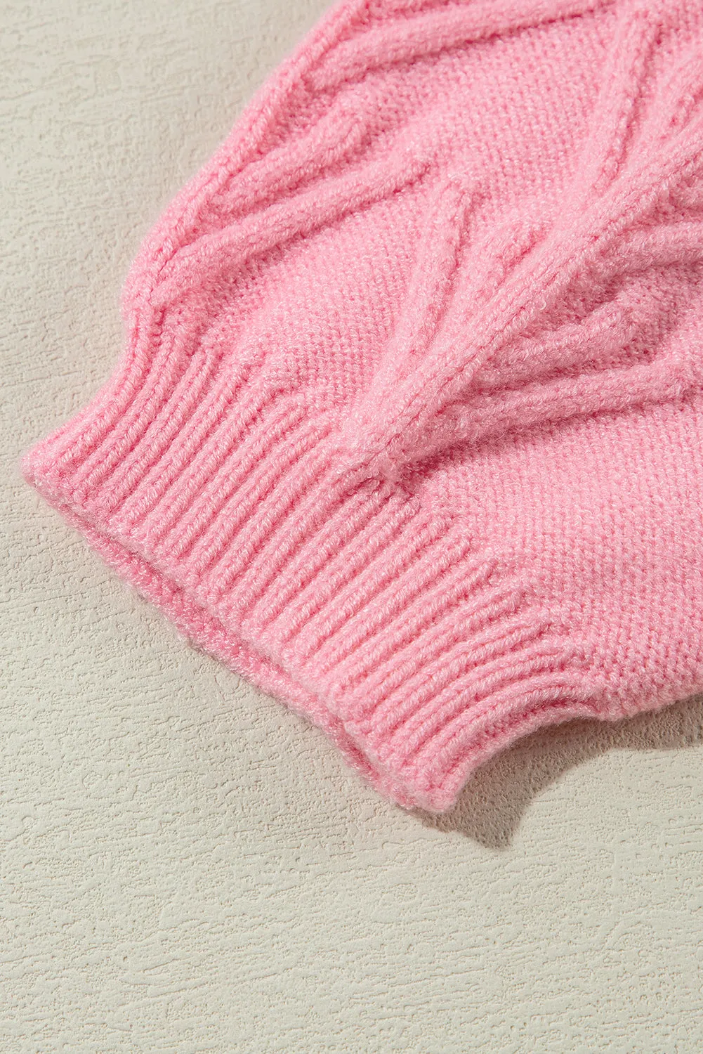 KaleaBoutique Flower Detail Knitted Notched Neck Sweater