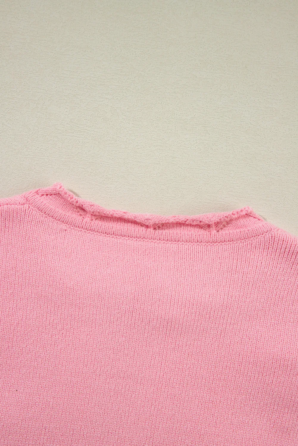 KaleaBoutique Flower Detail Knitted Notched Neck Sweater