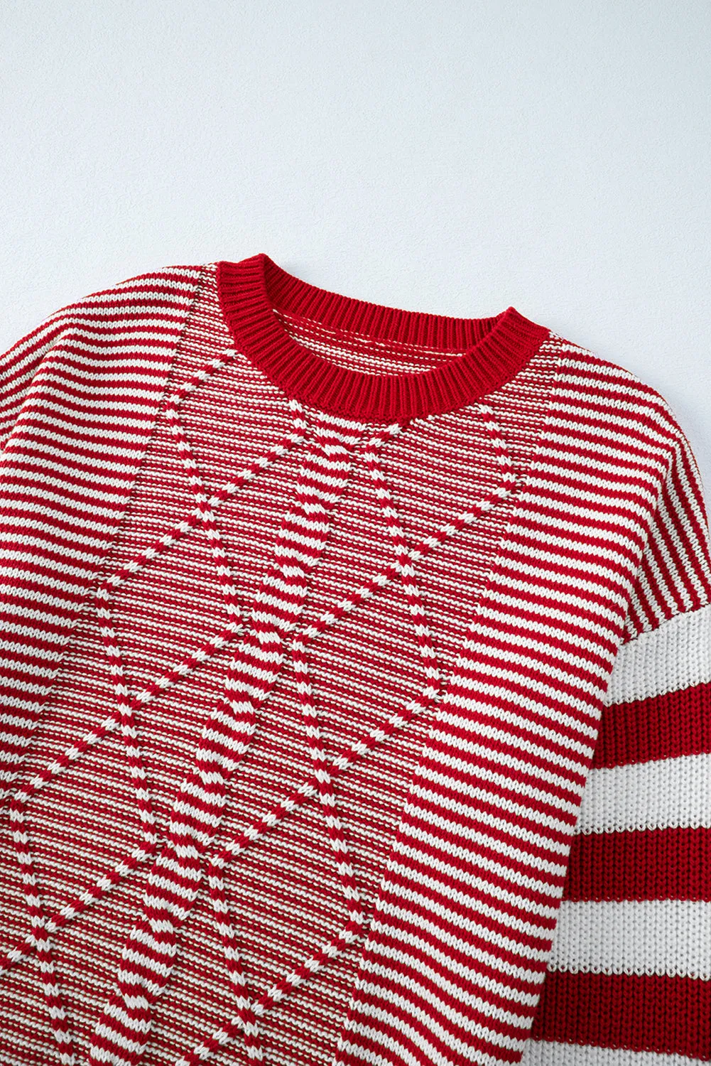 KaleaBoutique Geometric Textured Drop Shoulder Sweater