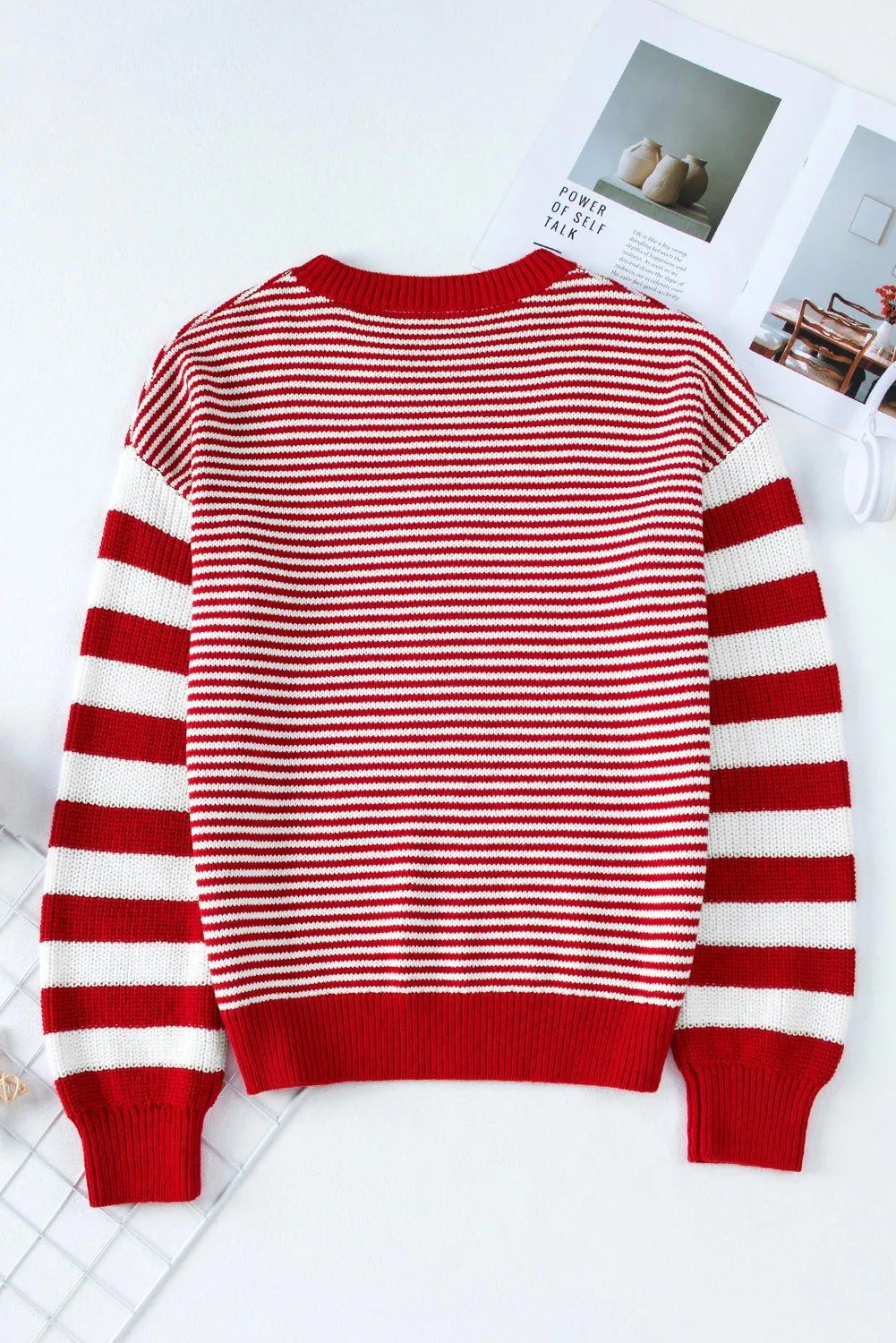 KaleaBoutique Geometric Textured Drop Shoulder Sweater