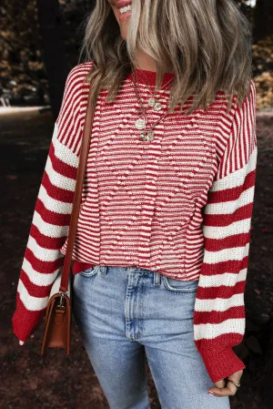 KaleaBoutique Geometric Textured Drop Shoulder Sweater