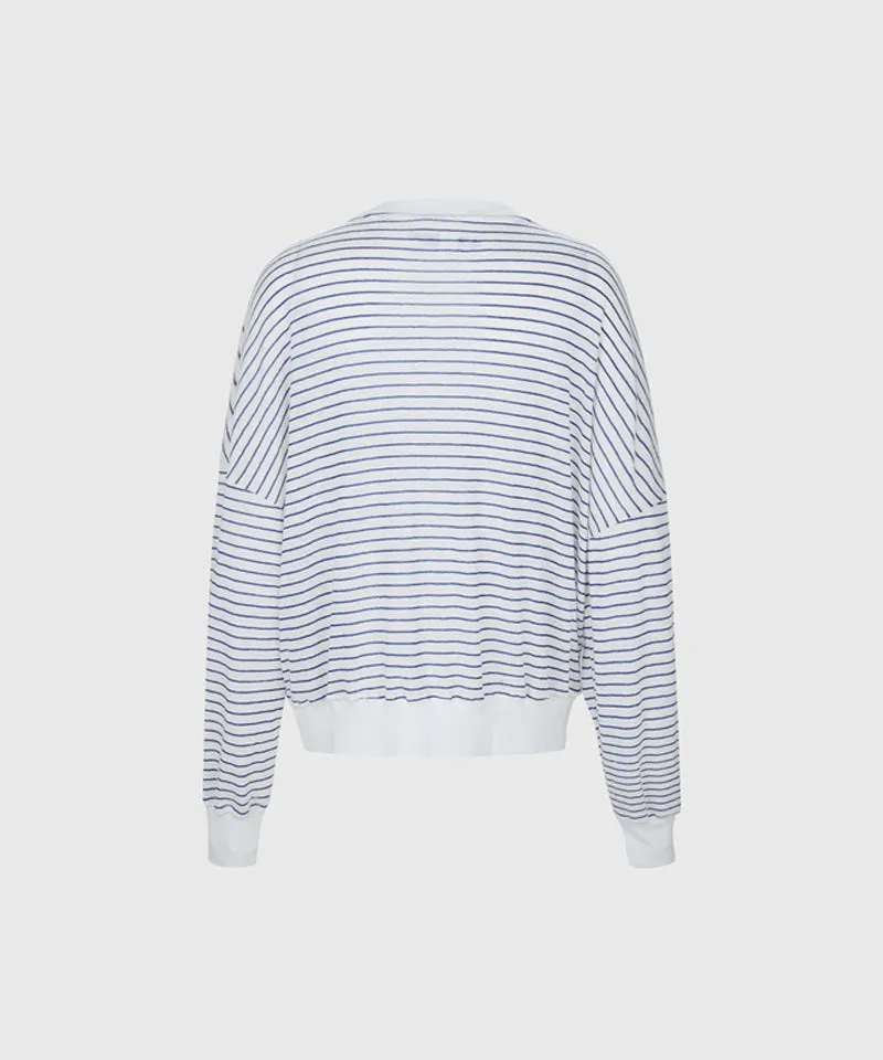 KANDIN Stripe Linen T-Shirt - Navy