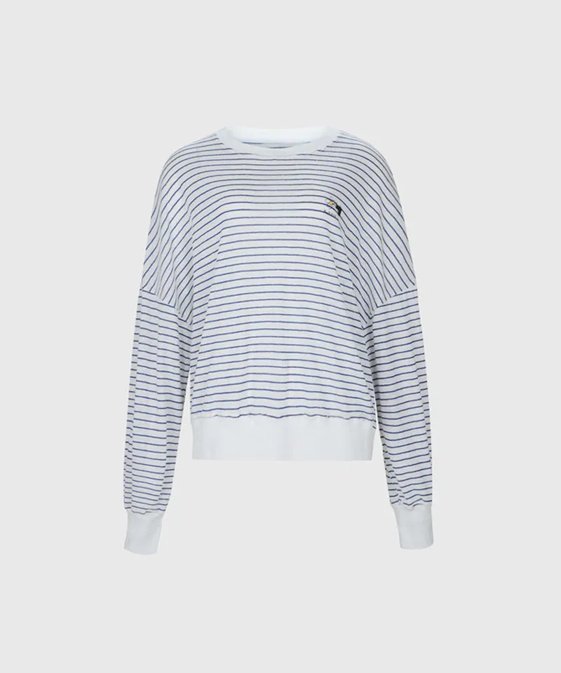KANDIN Stripe Linen T-Shirt - Navy