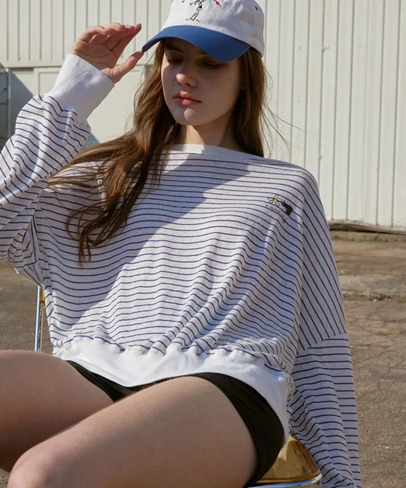 KANDIN Stripe Linen T-Shirt - Navy