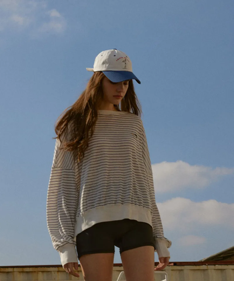 KANDIN Stripe Linen T-Shirt - Navy