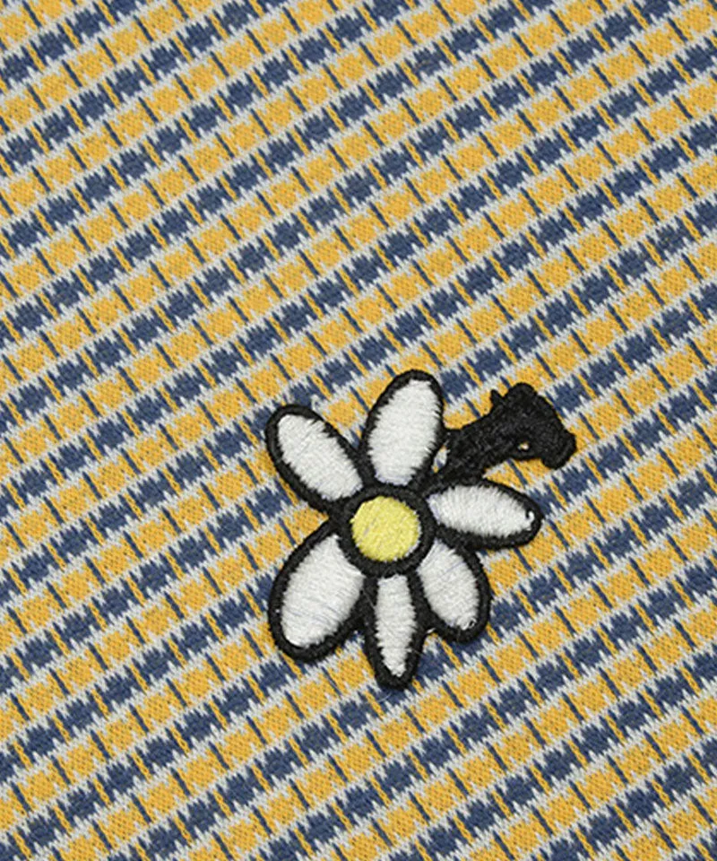 KANDINI Jacquard Short Sleeve Tee - Yellow(Blue)