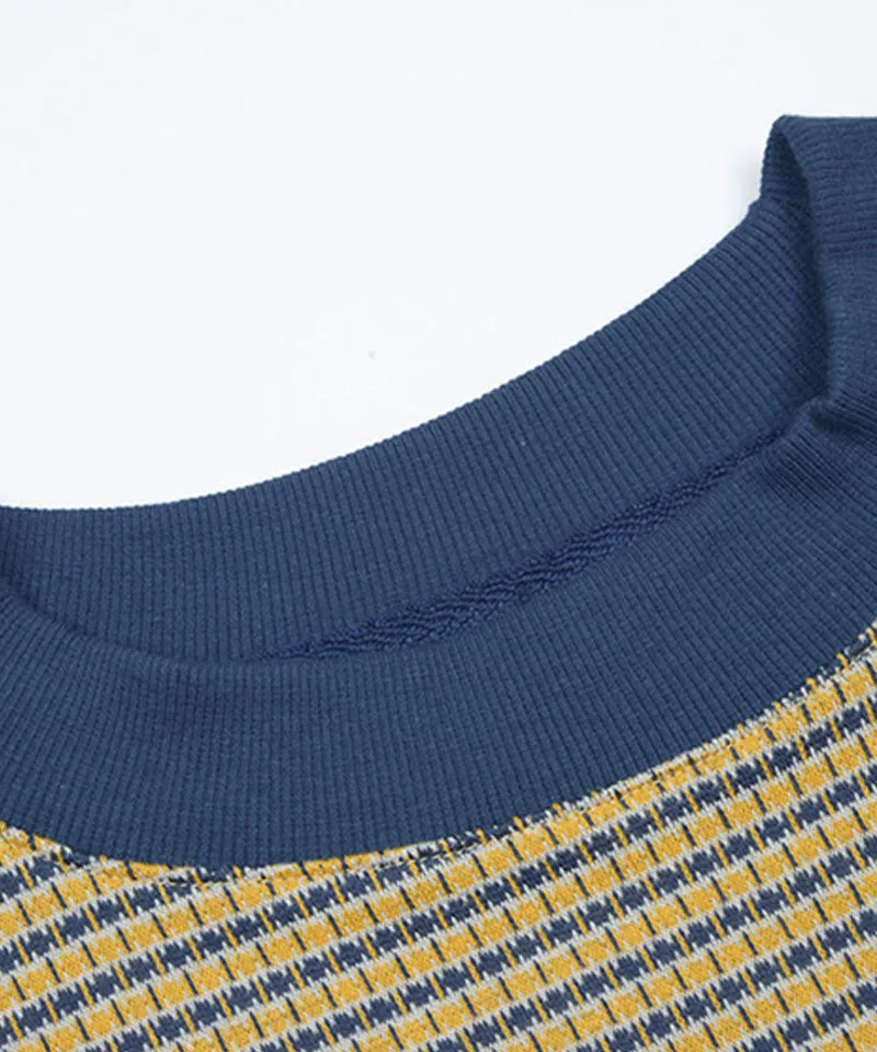 KANDINI Jacquard Short Sleeve Tee - Yellow(Blue)