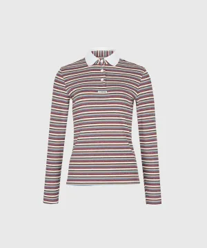 KANDINI Retro Striped Polo Tee - Ivory