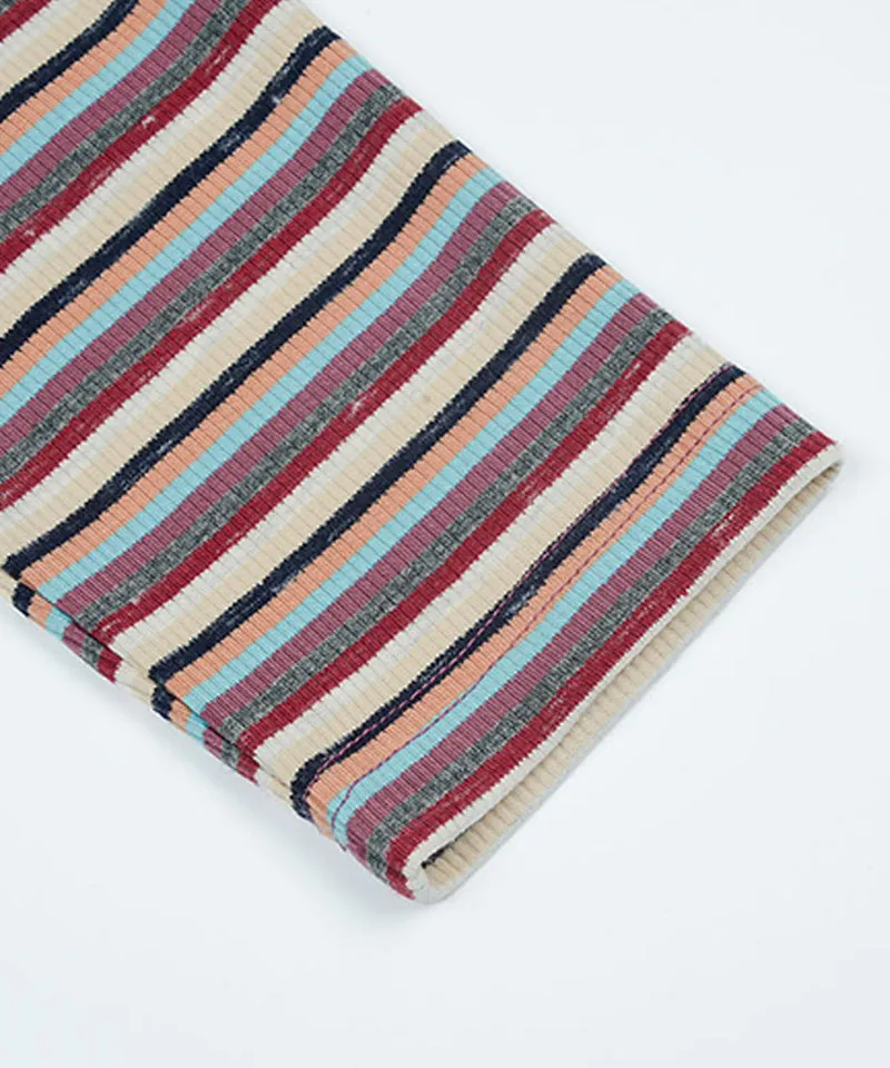KANDINI Retro Striped Polo Tee - Ivory