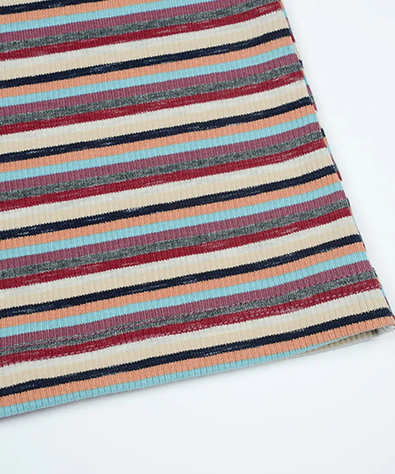 KANDINI Retro Striped Polo Tee - Ivory