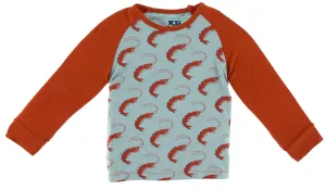 KicKee Pants Jade Shrimp Fitted Raglan Tee