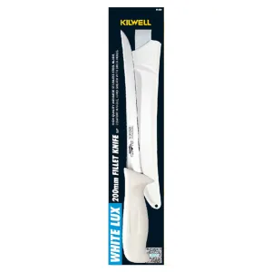 Kilwell Whitelux Filleting Knife and Sheath with 200mm Flexi Blade
