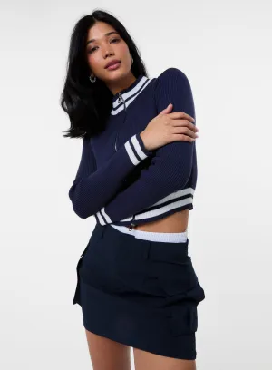 Knitted Cardigan Contrast Tipping