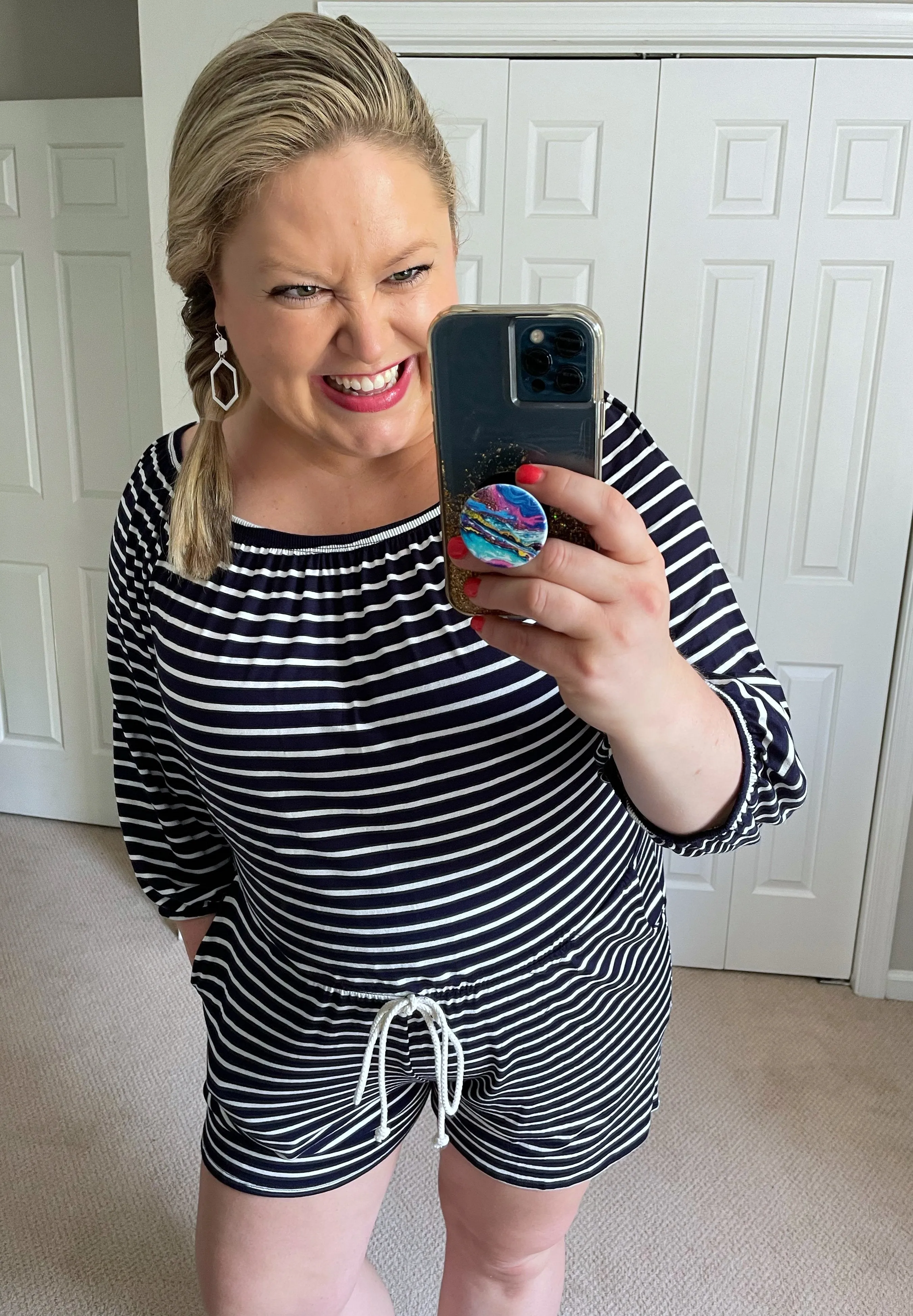 Laguna Beach Striped Off-the-Shoulder Romper -- 2 Colors!