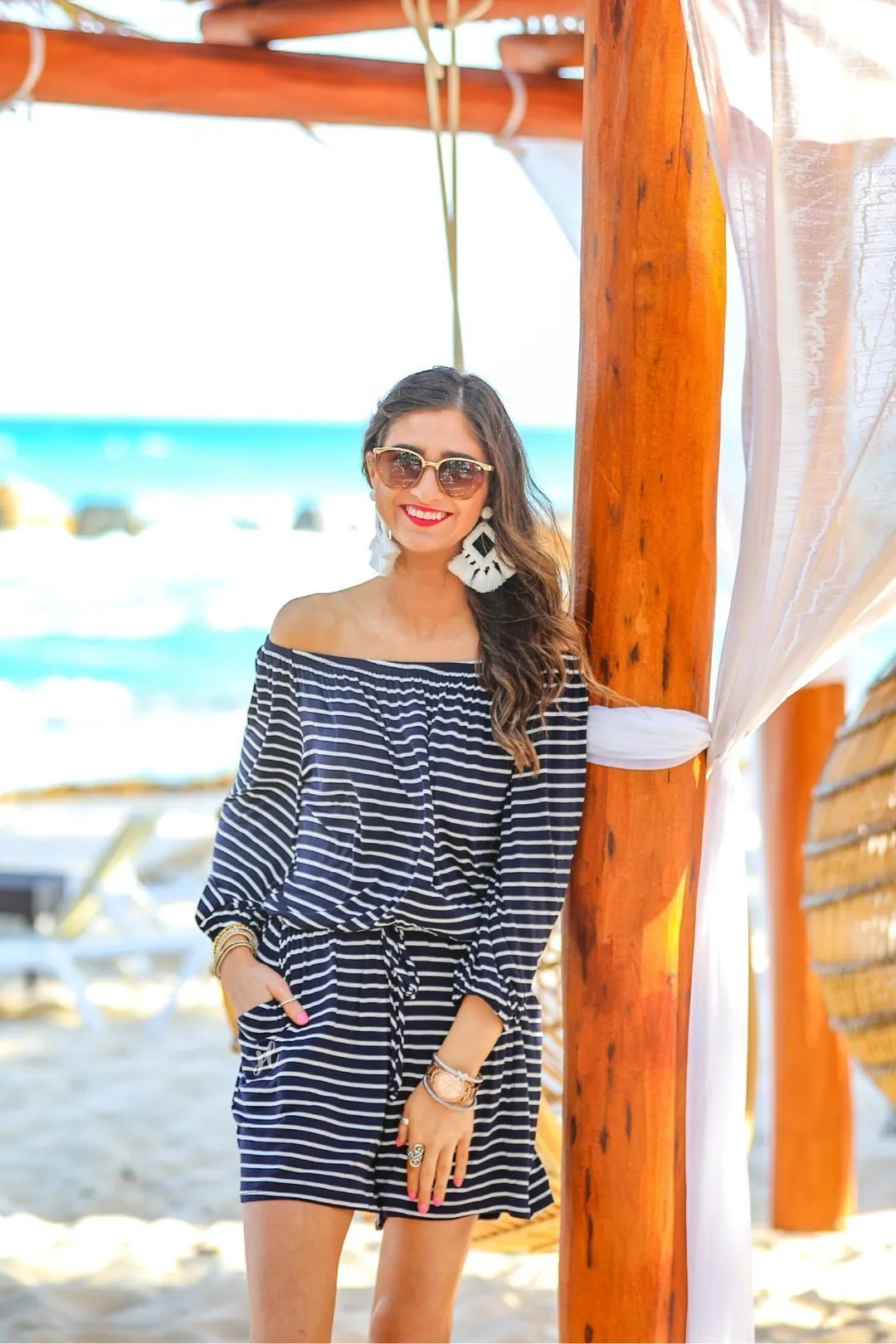 Laguna Beach Striped Off-the-Shoulder Romper -- 2 Colors!
