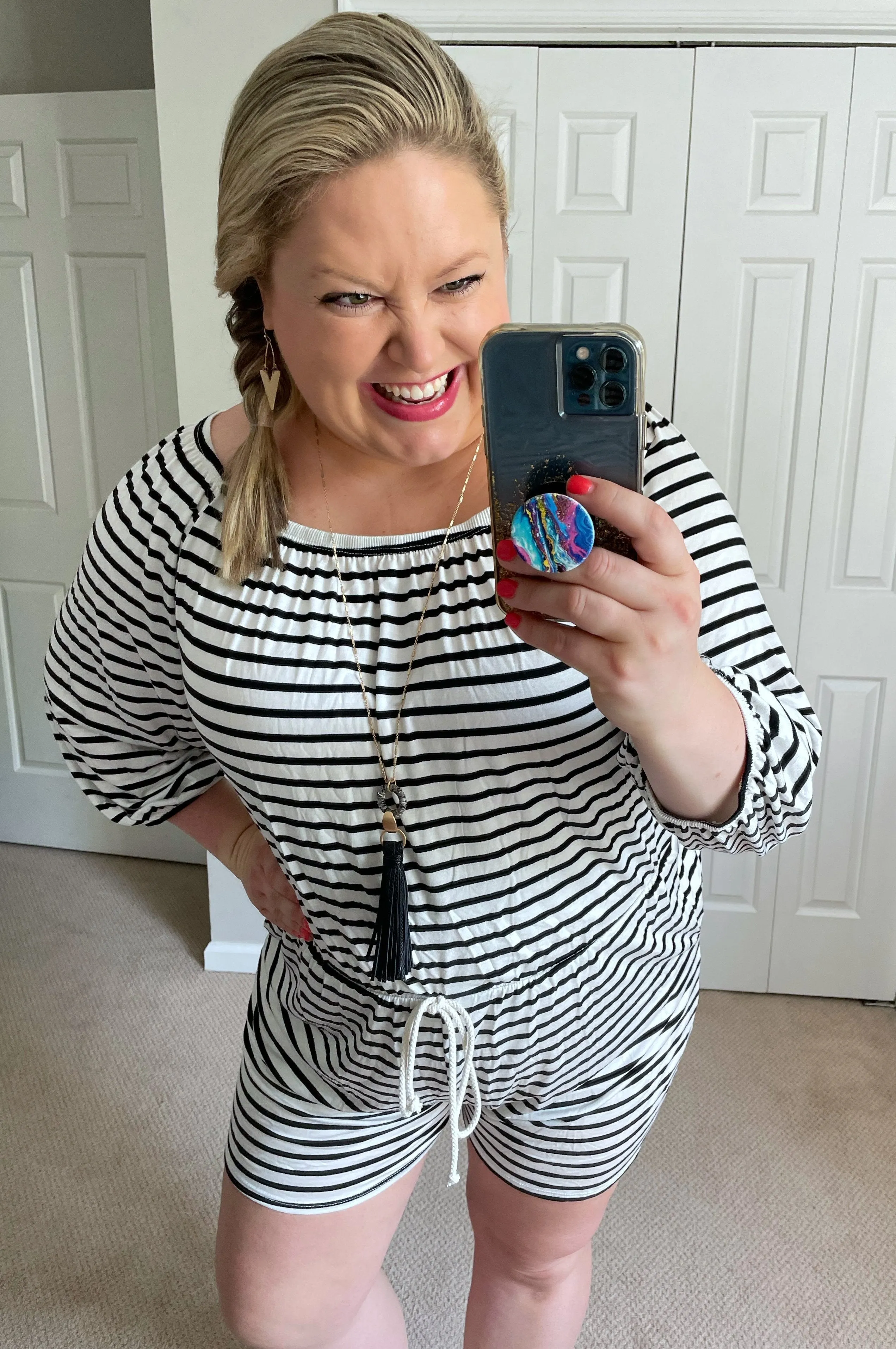 Laguna Beach Striped Off-the-Shoulder Romper -- 2 Colors!