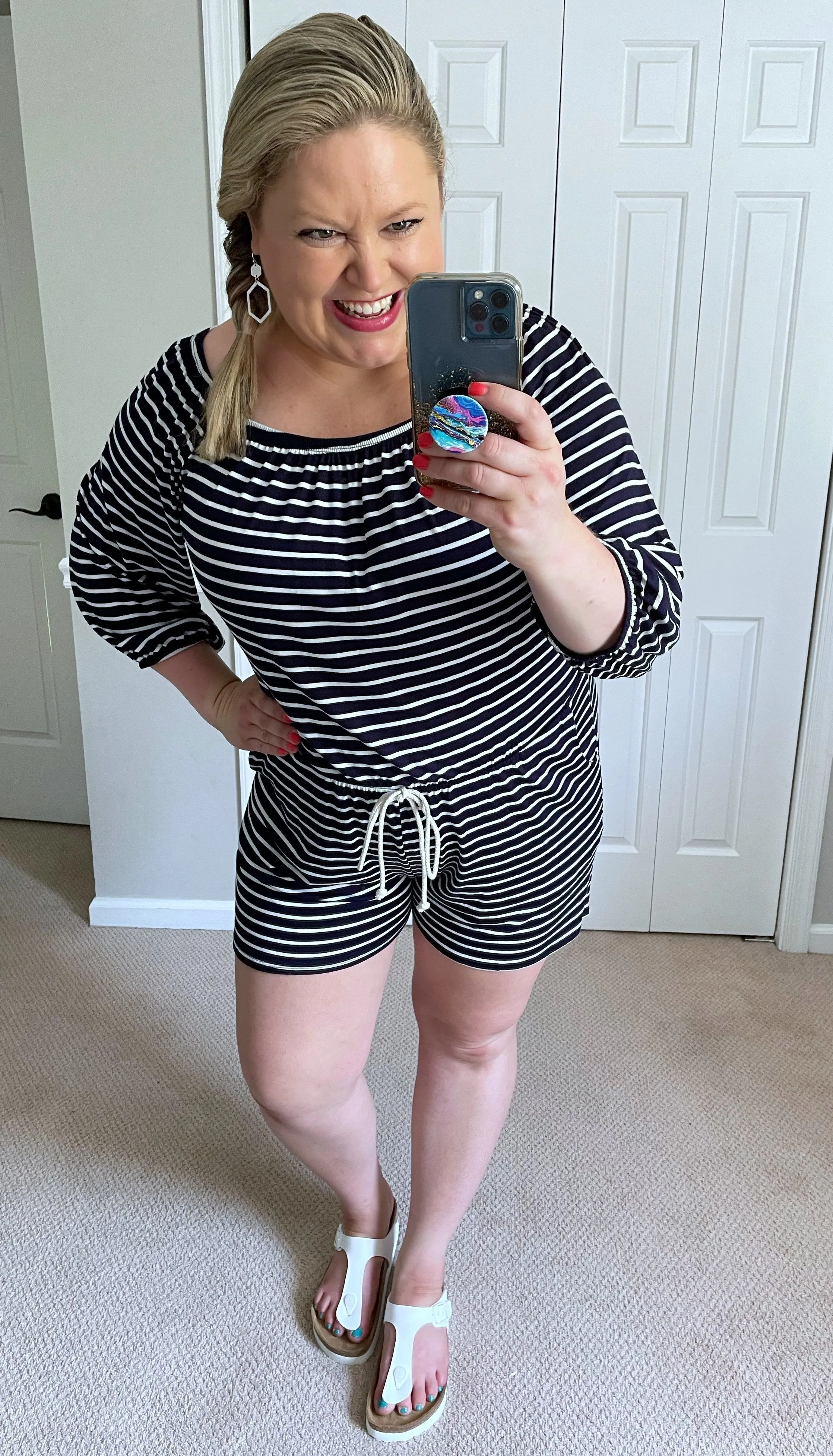 Laguna Beach Striped Off-the-Shoulder Romper -- 2 Colors!