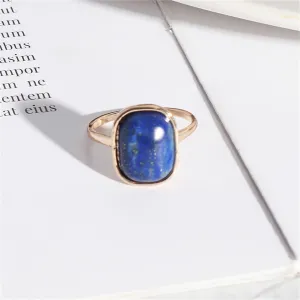 Lapis & 18K Gold-Plated Cushion-Cut Ring