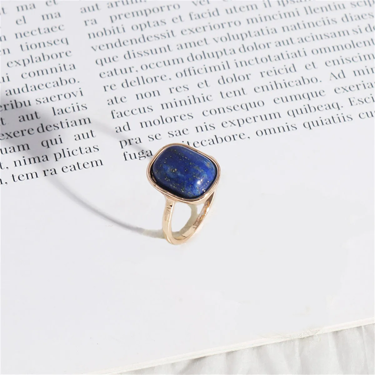 Lapis & 18K Gold-Plated Cushion-Cut Ring