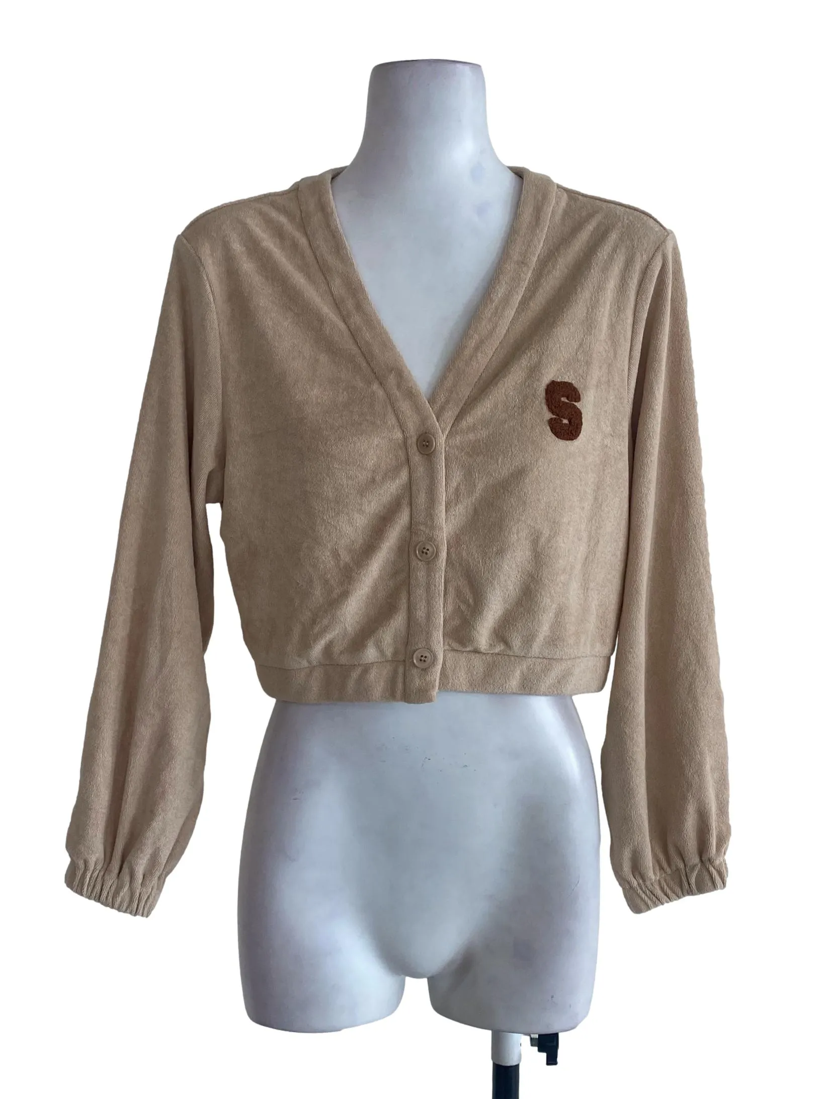 Latte Knitted Cropped Cardigan