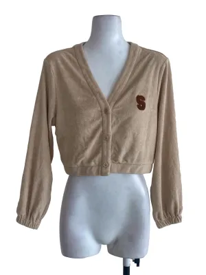 Latte Knitted Cropped Cardigan