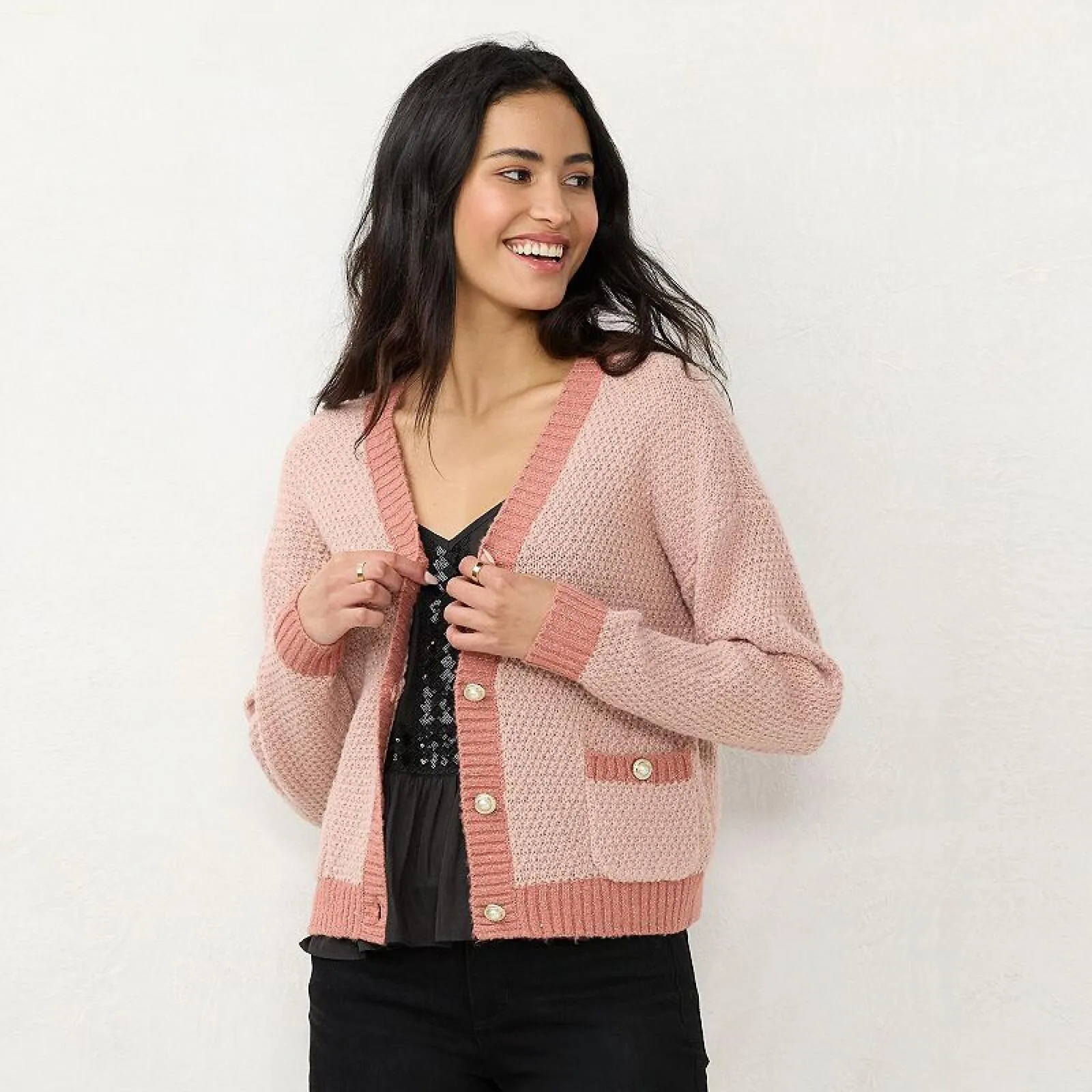 Lc Lauren Conrad Women's Metallic Cardigan Sweater WL23S032RS