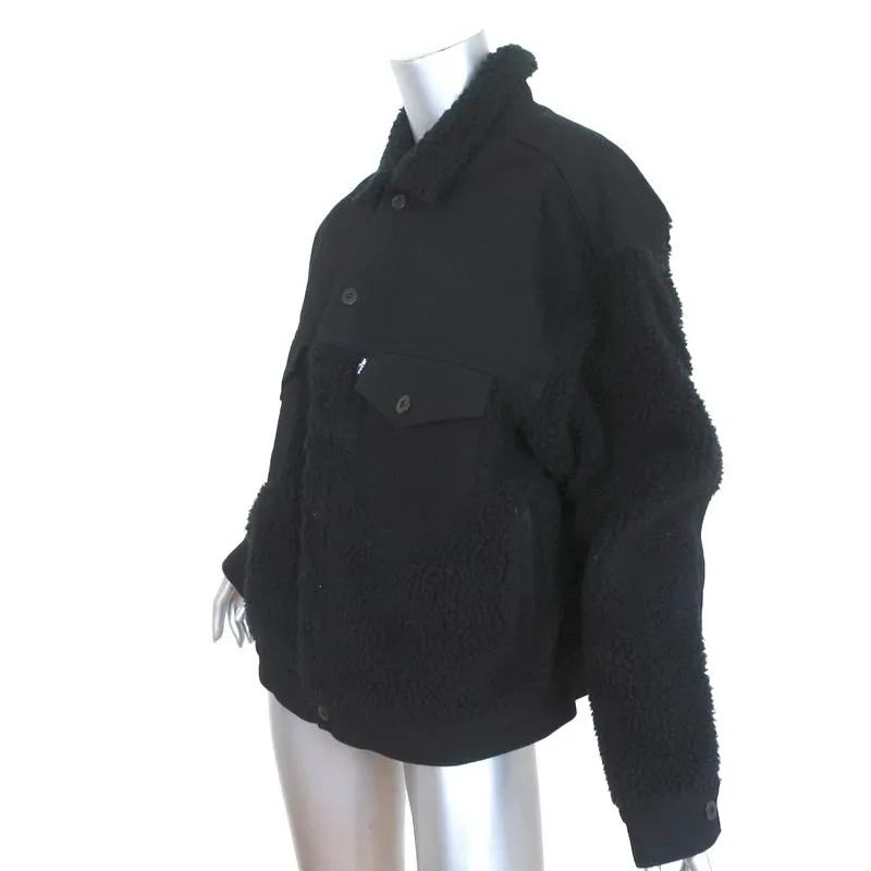 Levi's Reversible Sherpa Trucker Jacket Black Quilted Polyester Size Medium