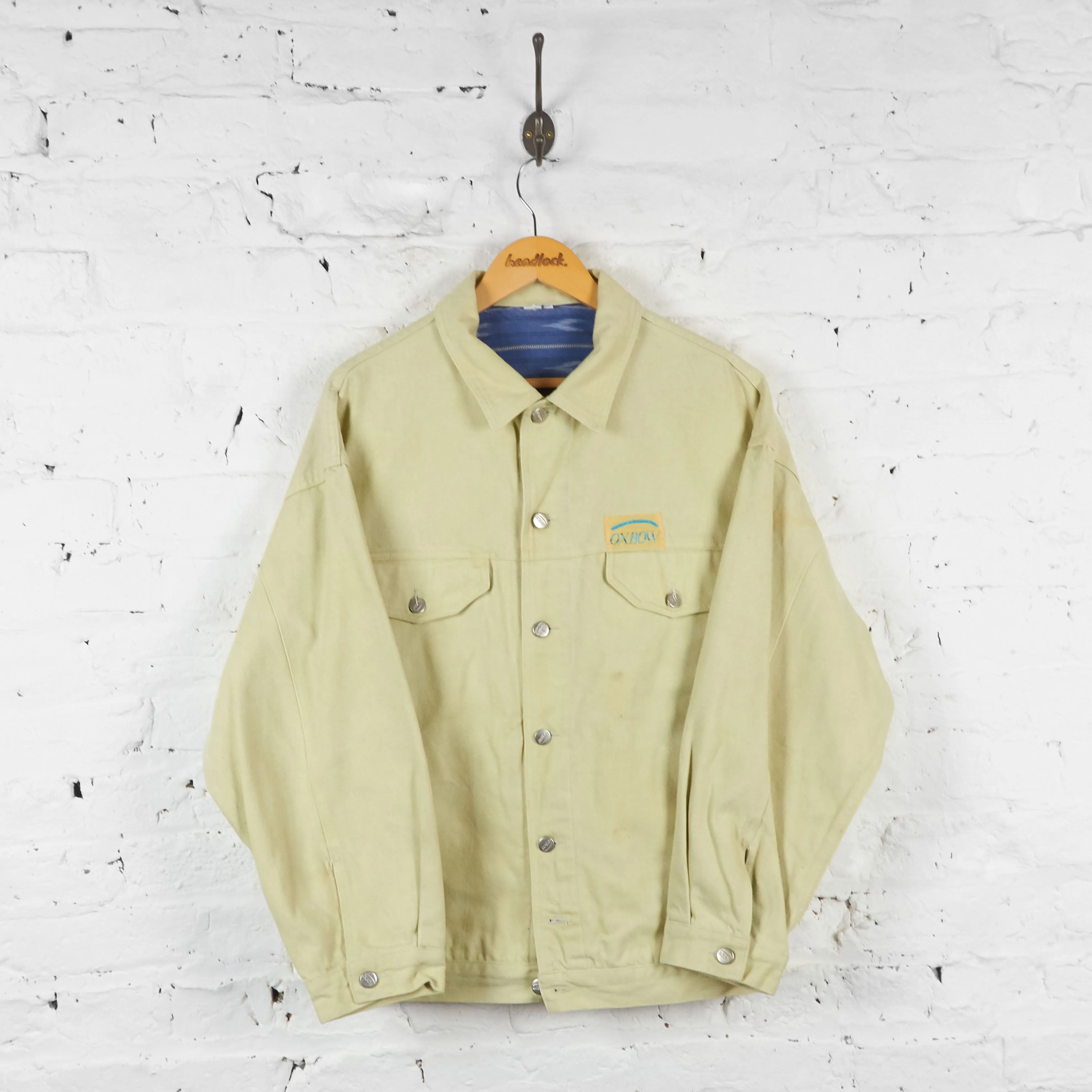 Lined Denim Jacket - Beige - XL