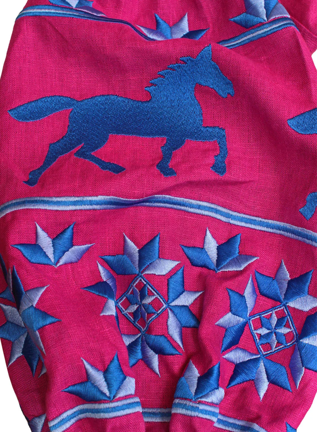 Linen Boho style dress with embroidery